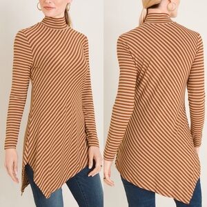 Chico’s Mock Neck Asymmetrical Hem Tunic Top Blouse Sz M